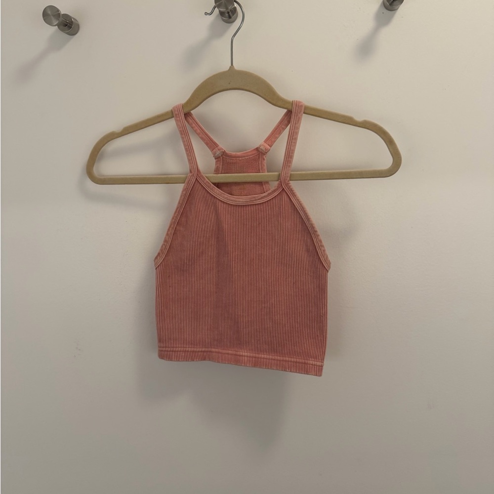 Free people Pink Ribbed crop Top